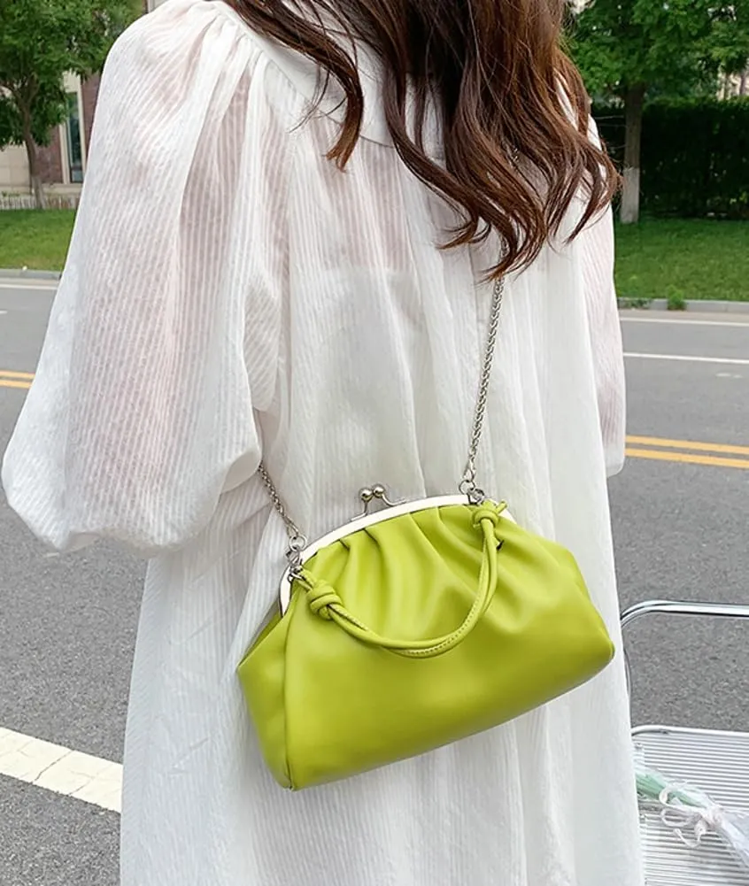 Chain Evening Handbag Purses for Women Kiss Lock Pleated Clutch Bag Cross Body Purse Elegant Handle for Daily Life