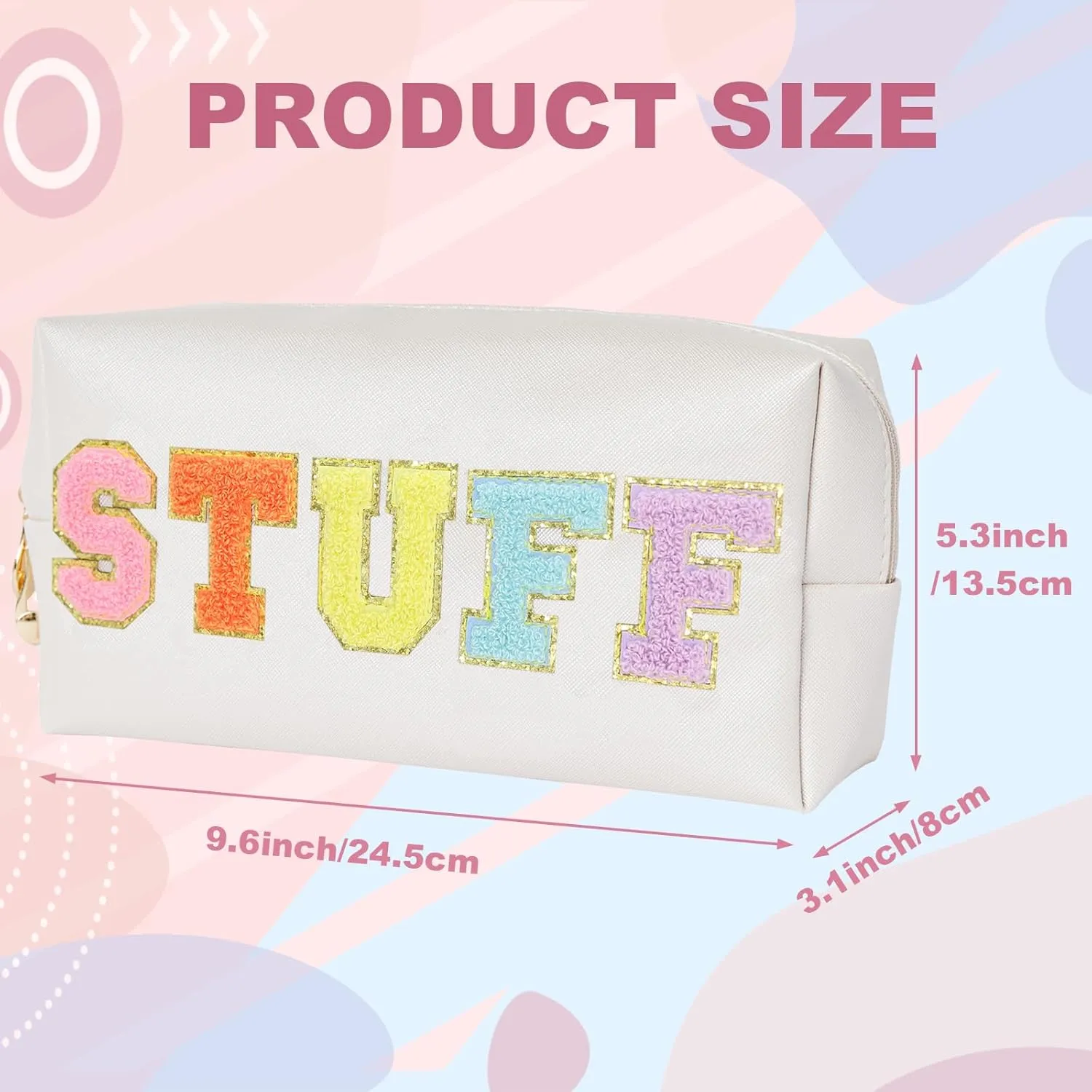 Christmas Gifts for Her Preppy Patch Stuff Portable Makeup Bag Bulk Cosmetic Bag Waterproof Travel Organizer Zipper Pouch Storage Purse for Women Girls Gift (HZB-CS-stuff-1)