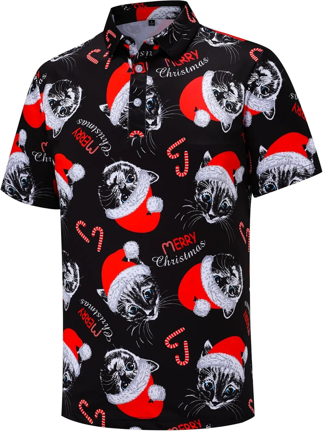 Christmas Mens Polo Shirts Funny Golf Shirts for Men Performance Moisture Wicking Quick Dry Athletic Short Sleeve Shirts