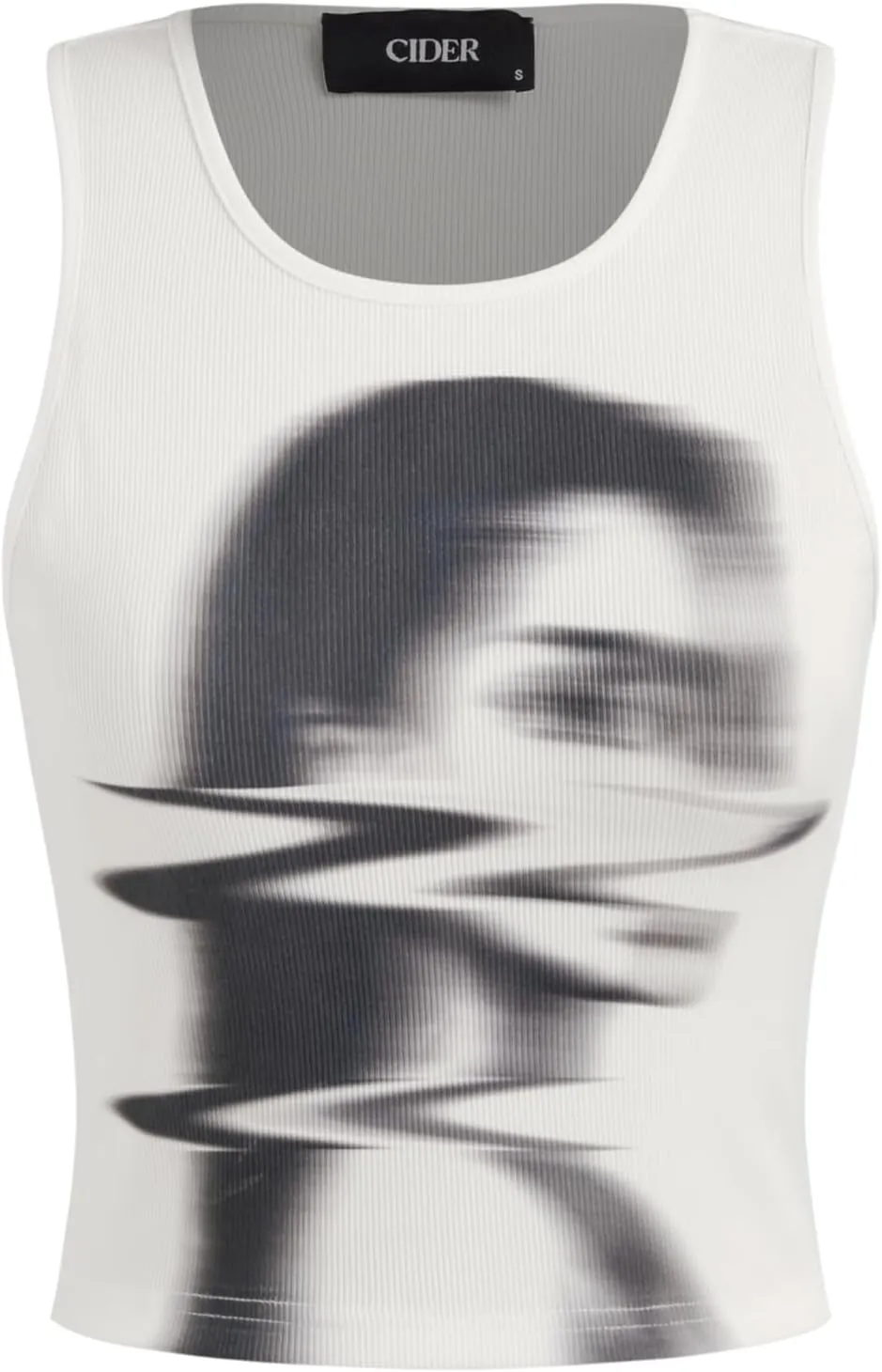 CIDER Womens Figure Graphic Crop Tank Top Y2K Summer Going Out Crew Neck Shirts