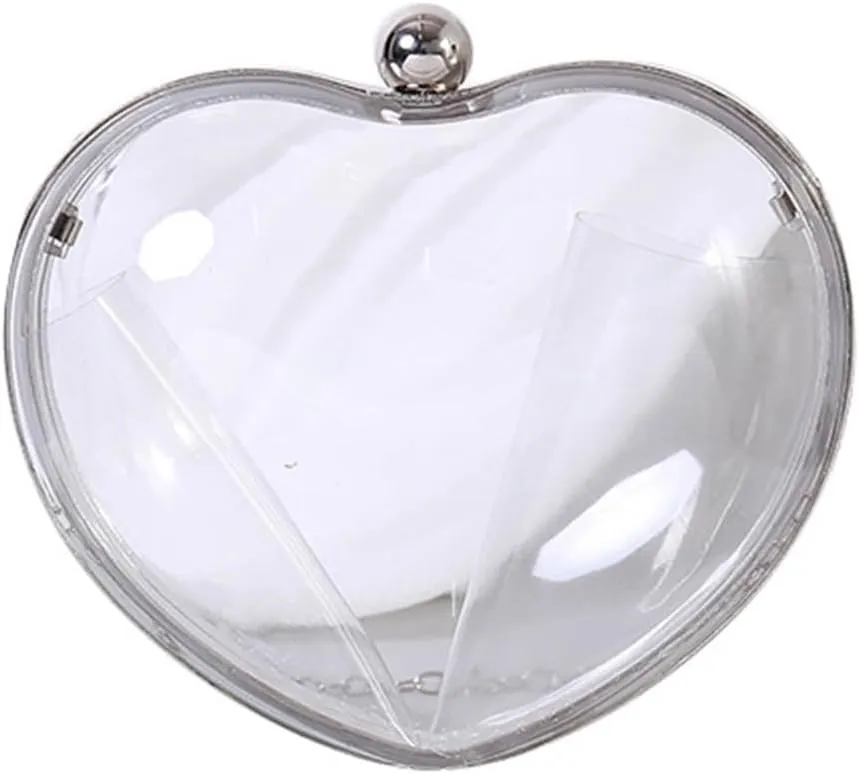 Clutch Purses for Women Fashion Evening Bags Mini Transparent Heart-Shaped Clutch for Women Stylish Wedding and Banquet Handbag