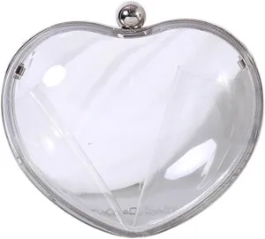 Clutch Purses for Women Fashion Evening Bags Mini Transparent Heart-Shaped Clutch for Women Stylish Wedding and Banquet Handbag