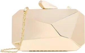 Clutch Purses for Women Gold Acrylic Geometric Box Shoulder Bag Elegant Chain Handbag for Women Perfect for Weddings, Dates, and Parties