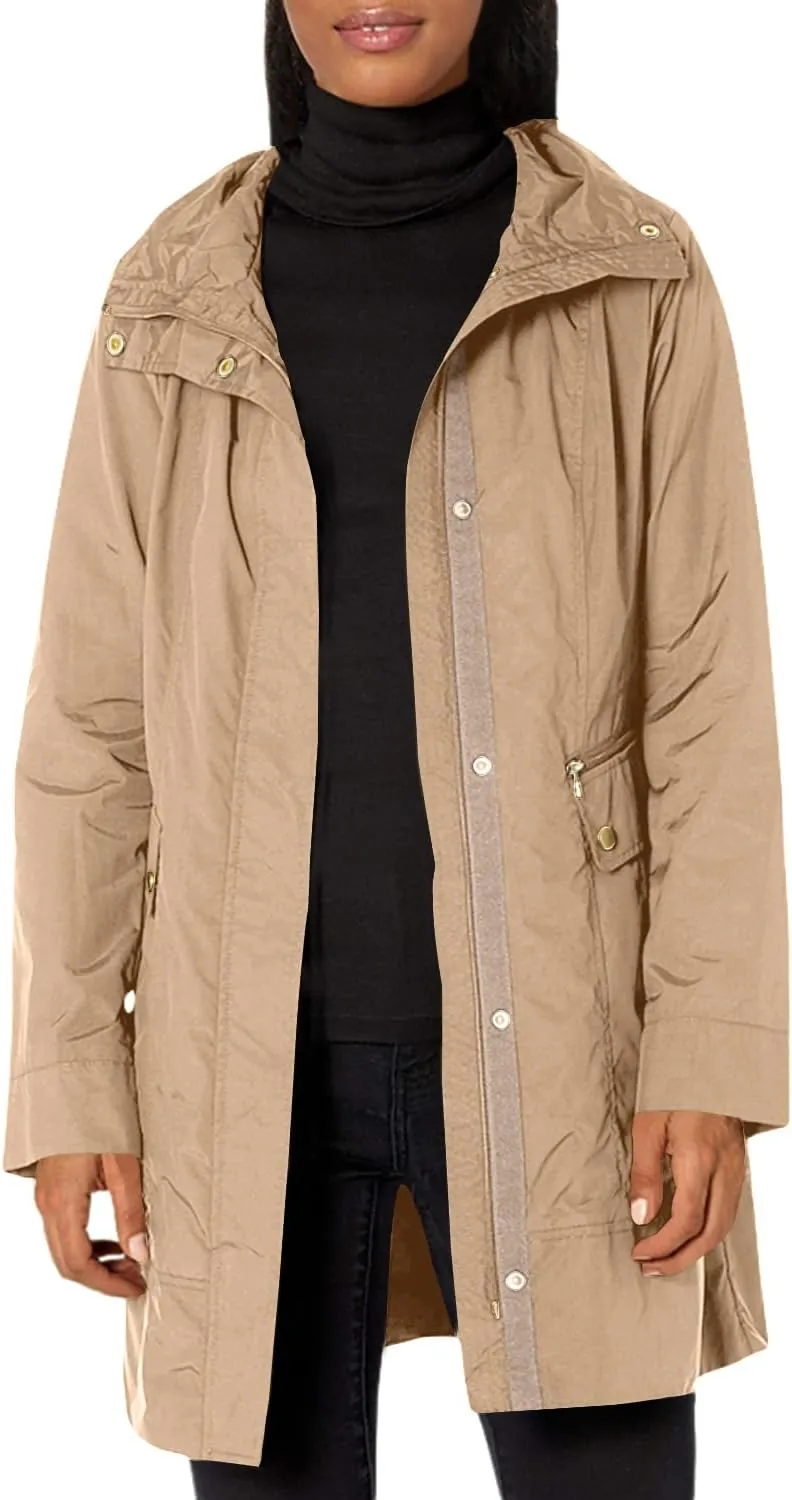 Cole Haan Women's Single Breasted Travel Packable Rain Jacket