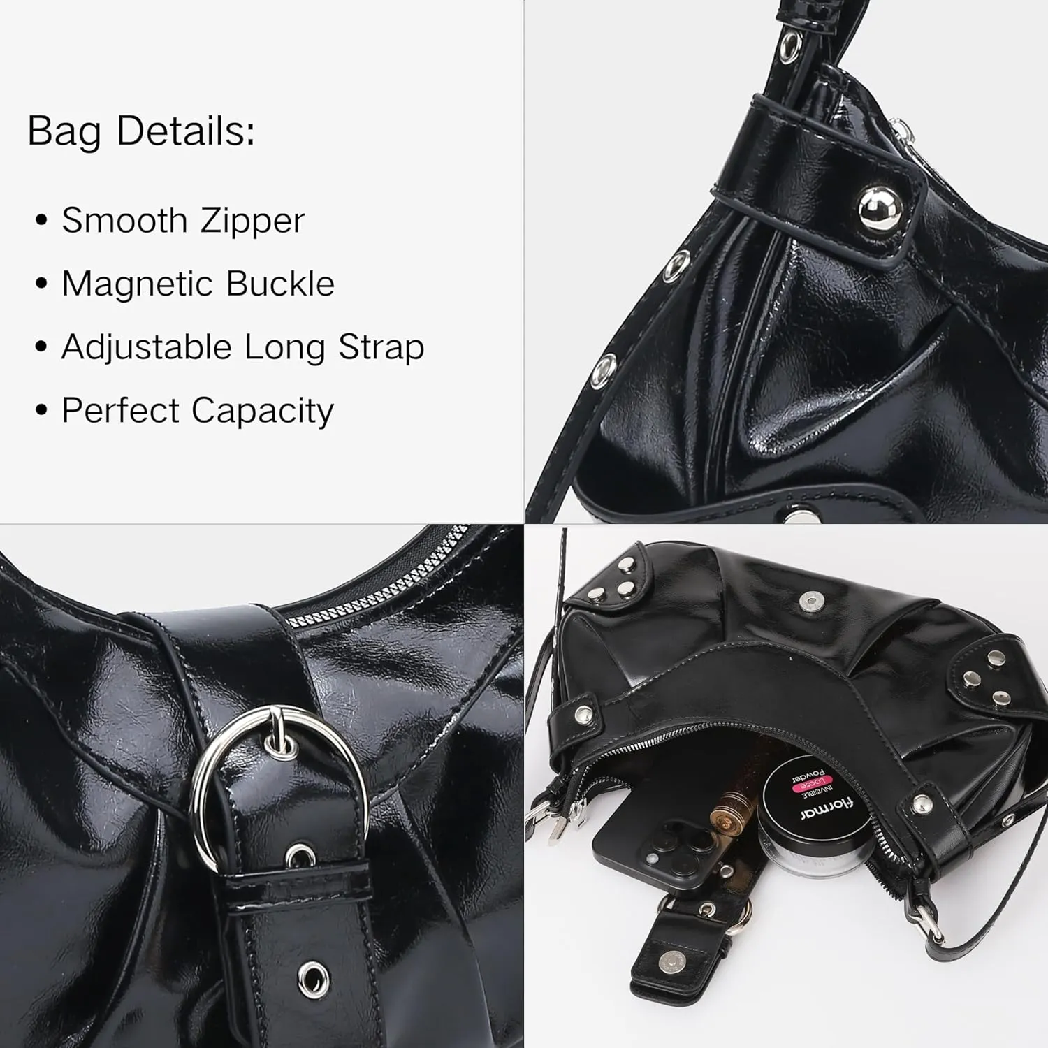 Convertible Genuine Leather Hobo Bag for Women - Adjustable Crossbody Shoulder Purse