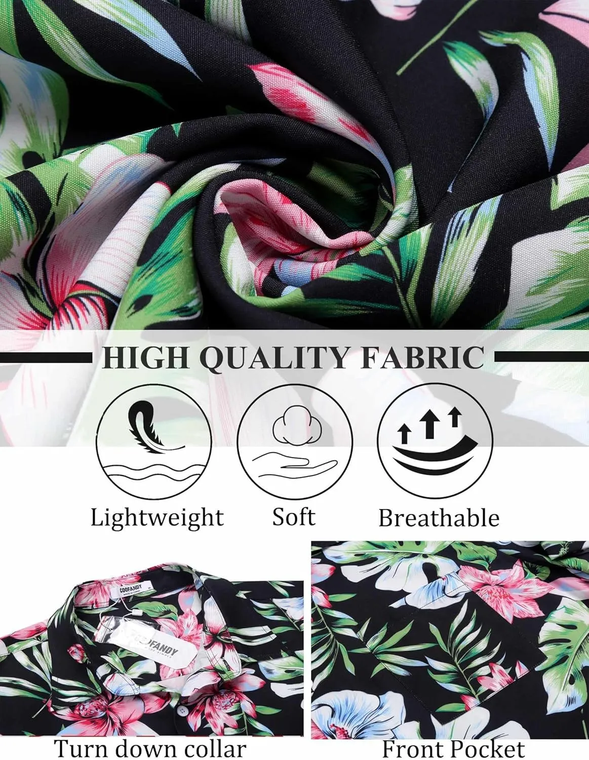 COOFANDY Mens Hawaiian Shirt Short Sleeve Button Down Shirts Tropical Summer Beach Shirts Casual Floral Aloha Shirts
