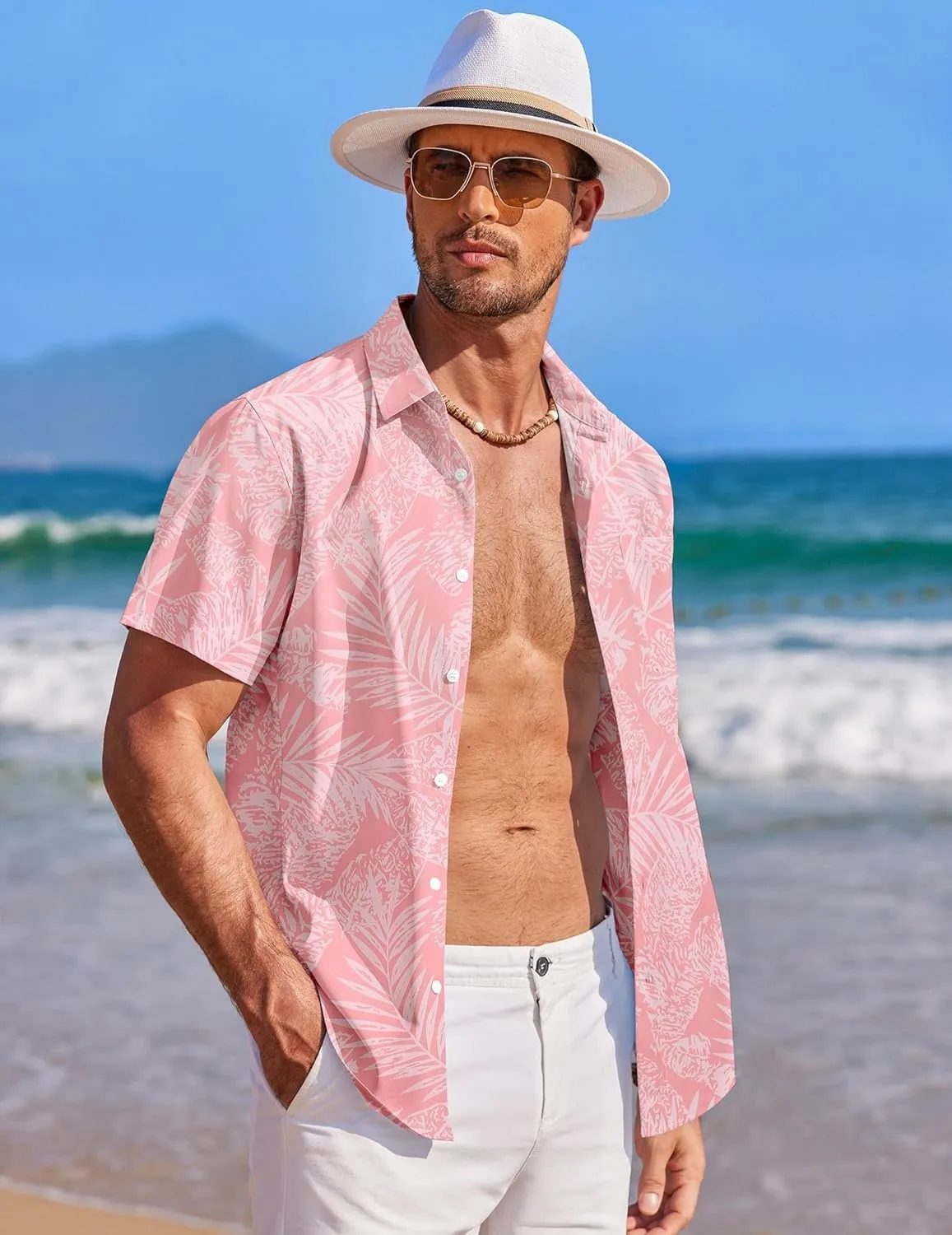 COOFANDY Mens Hawaiian Shirt Short Sleeve Button Down Shirts Tropical Summer Beach Shirts Casual Floral Aloha Shirts