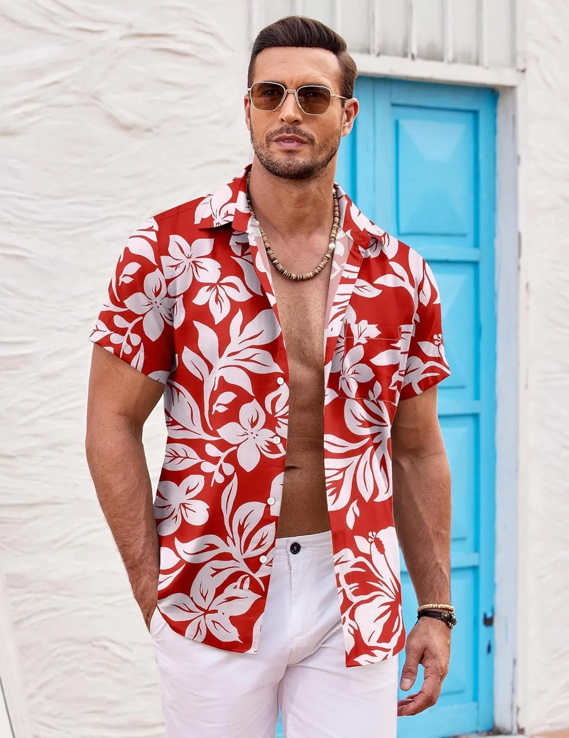 COOFANDY Mens Hawaiian Shirt Short Sleeve Button Down Shirts Tropical Summer Beach Shirts Casual Floral Aloha Shirts