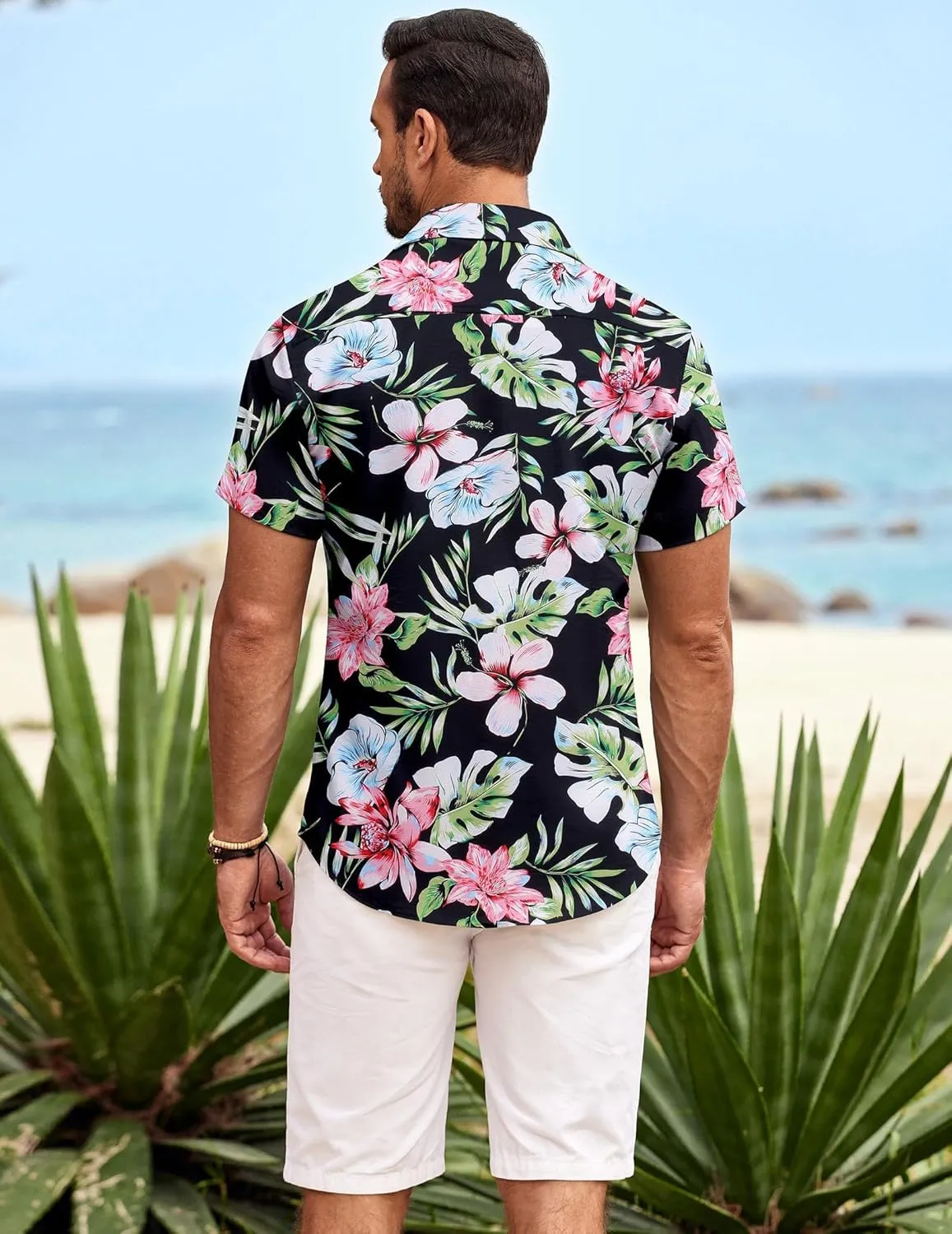 COOFANDY Mens Hawaiian Shirt Short Sleeve Button Down Shirts Tropical Summer Beach Shirts Casual Floral Aloha Shirts