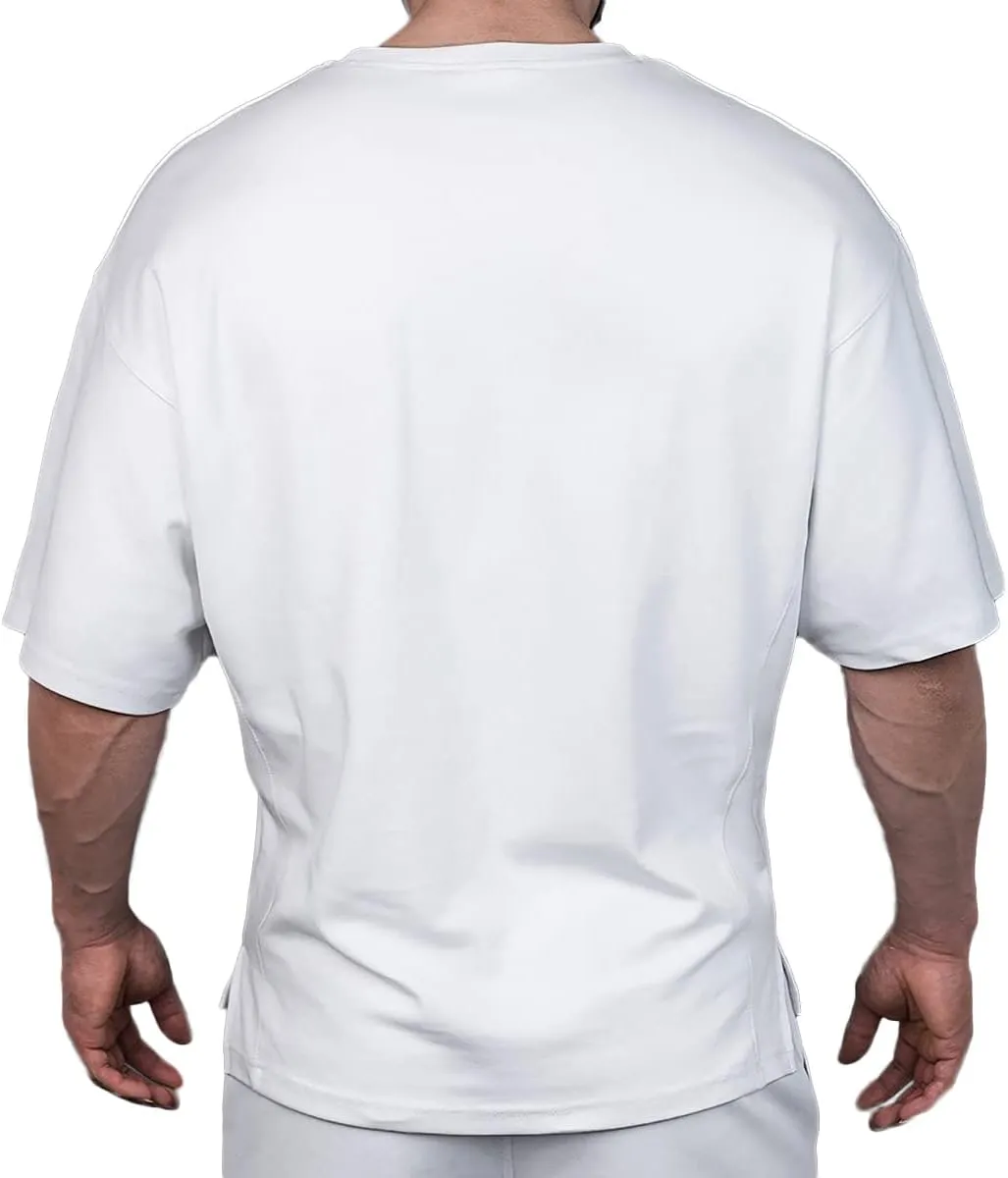 Cotton Gym Shirts Oversized Athletic Workout Shirts Short Sleeve for Men T65