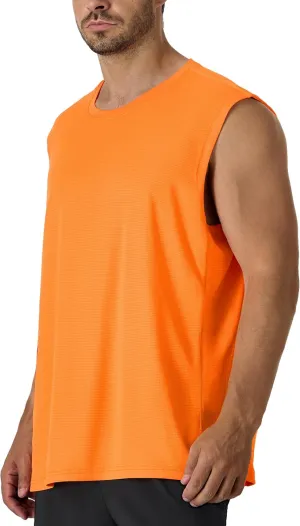 CQC Men's Sleeveless Shirts Gym Workout Running Quick Dry Tank Top Beach Swim Muscle Athletic Shirt
