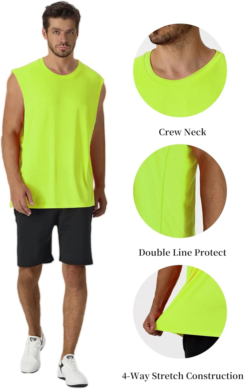 CQC Men's Sleeveless Shirts Gym Workout Running Quick Dry Tank Top Beach Swim Muscle Athletic Shirt