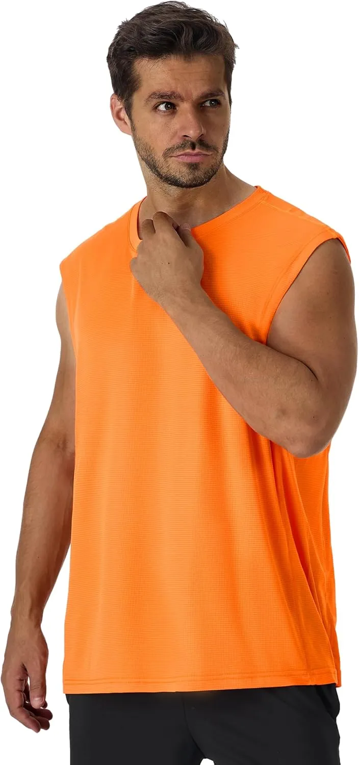 CQC Men's Sleeveless Shirts Gym Workout Running Quick Dry Tank Top Beach Swim Muscle Athletic Shirt