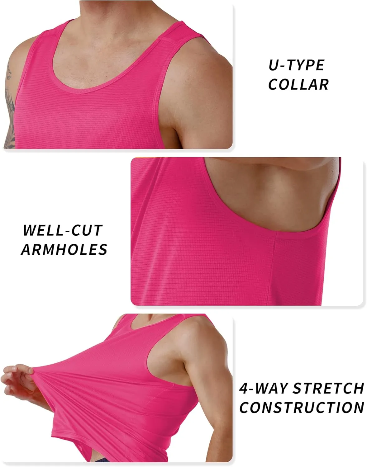 CQC Men's Sleeveless Shirts Gym Workout Running Quick Dry Tank Top Beach Swim Muscle Athletic Shirt
