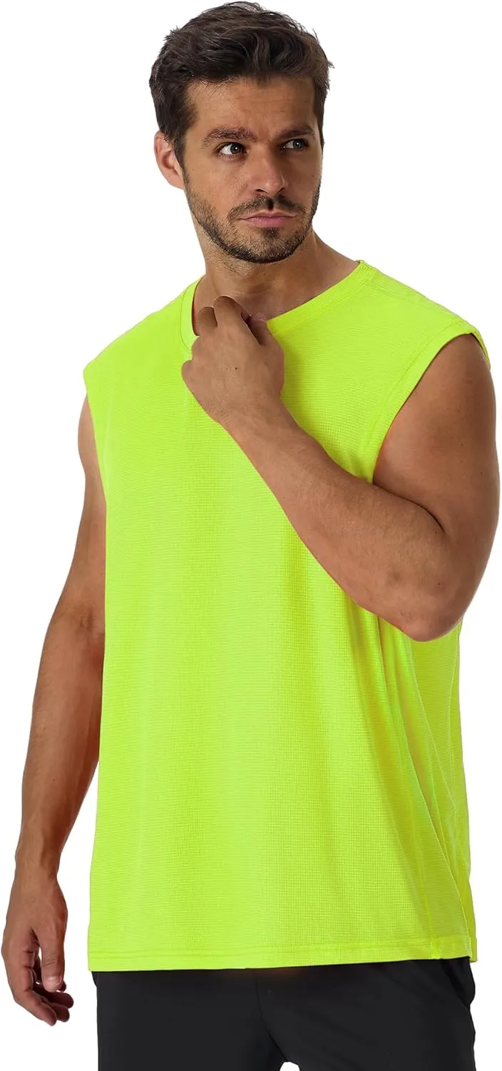CQC Men's Sleeveless Shirts Gym Workout Running Quick Dry Tank Top Beach Swim Muscle Athletic Shirt