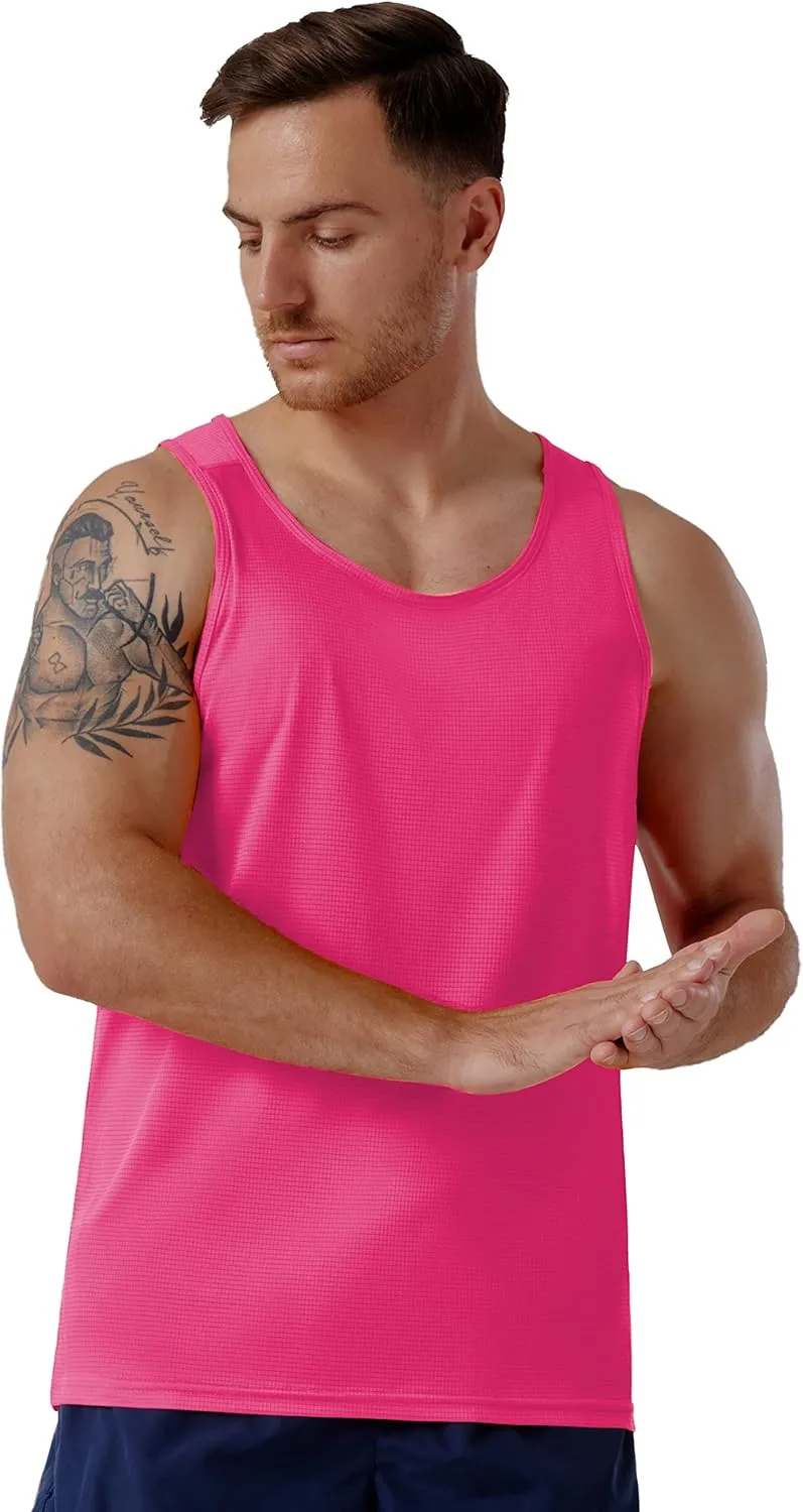 CQC Men's Sleeveless Shirts Gym Workout Running Quick Dry Tank Top Beach Swim Muscle Athletic Shirt