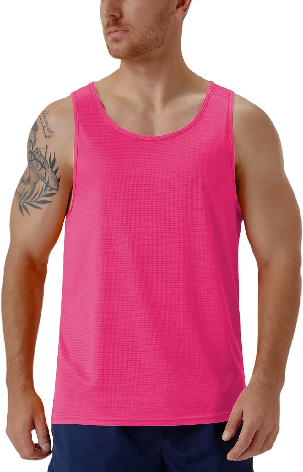 CQC Men's Sleeveless Shirts Gym Workout Running Quick Dry Tank Top Beach Swim Muscle Athletic Shirt