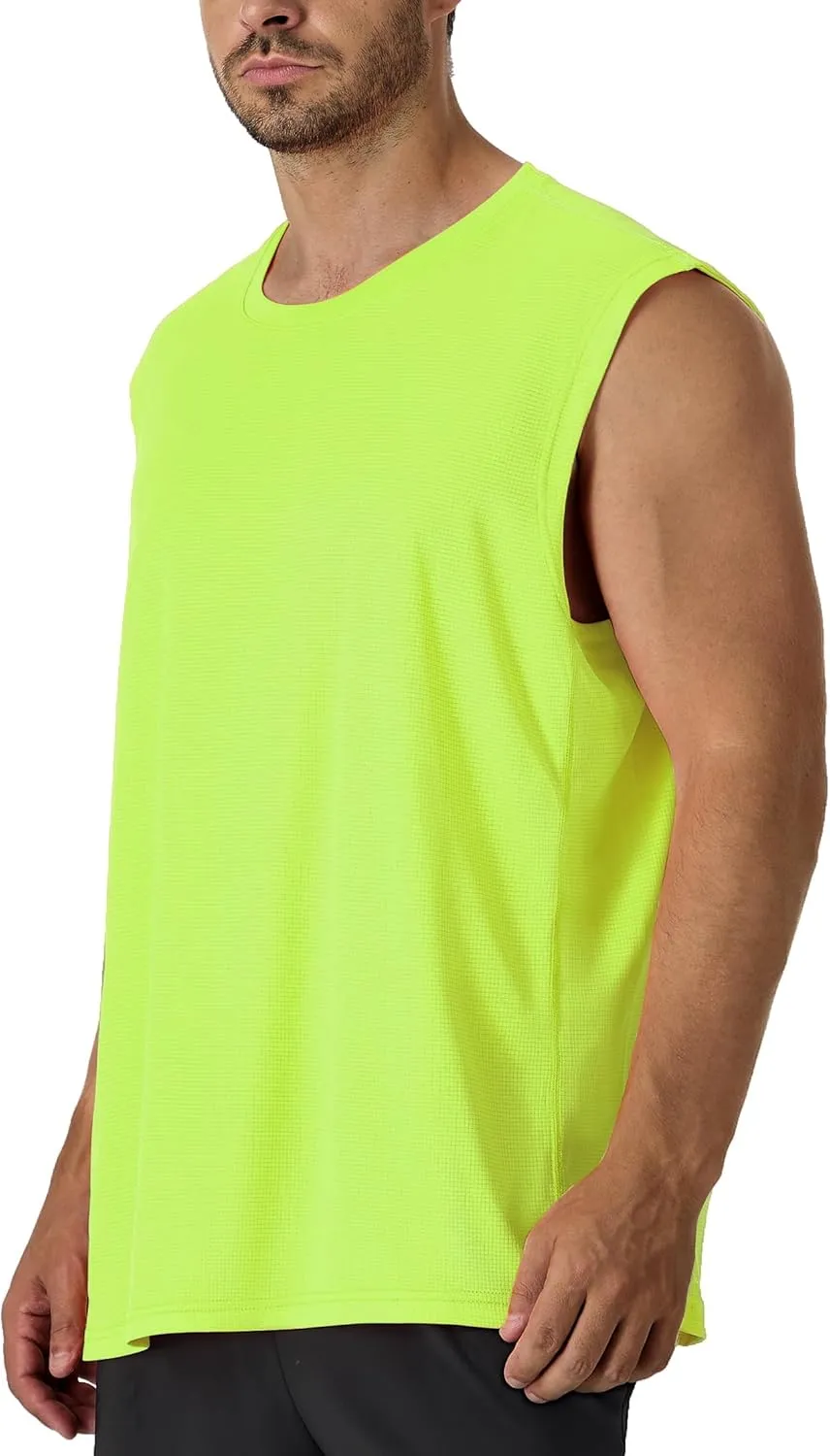 CQC Men's Sleeveless Shirts Gym Workout Running Quick Dry Tank Top Beach Swim Muscle Athletic Shirt