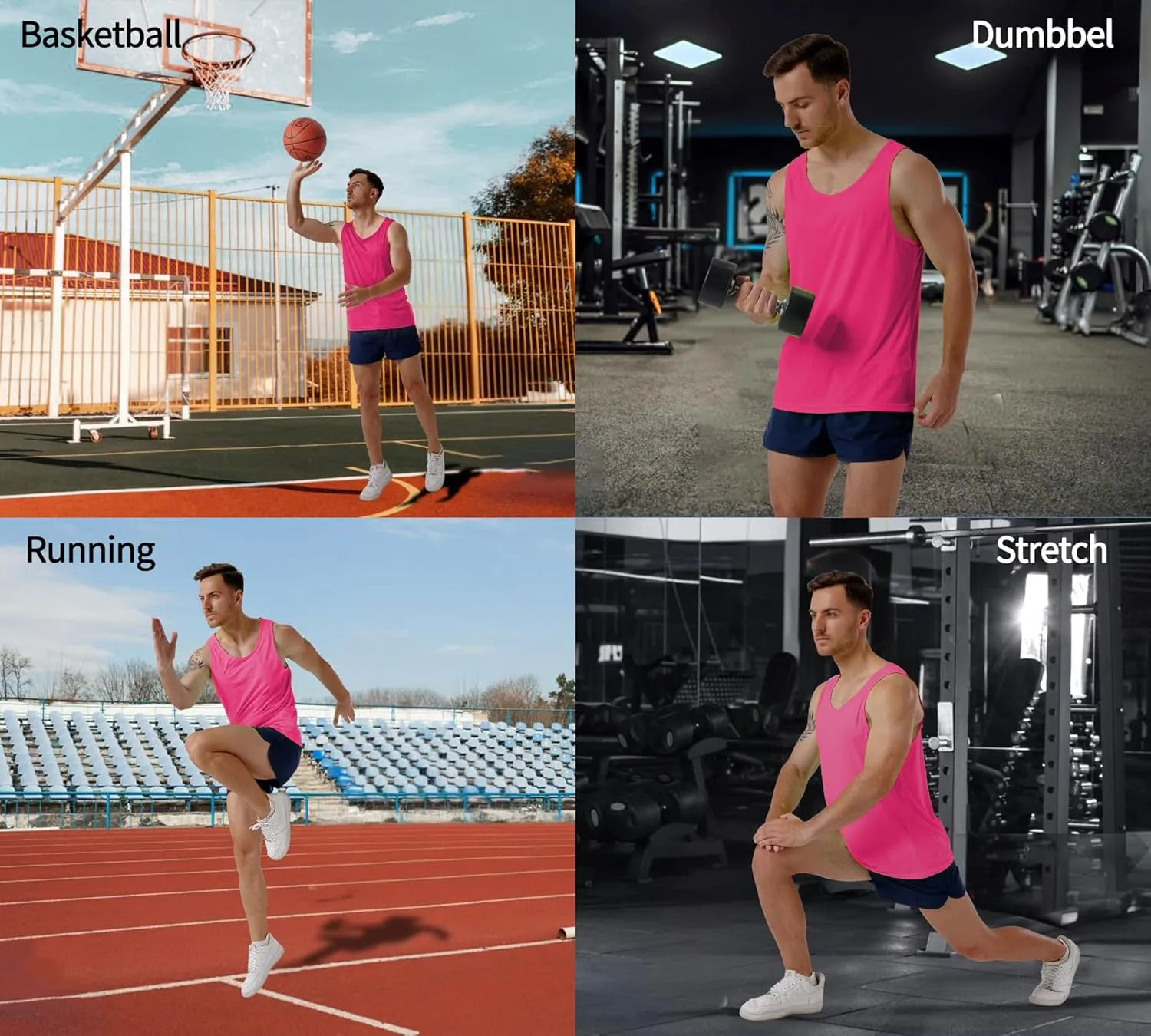 CQC Men's Sleeveless Shirts Gym Workout Running Quick Dry Tank Top Beach Swim Muscle Athletic Shirt