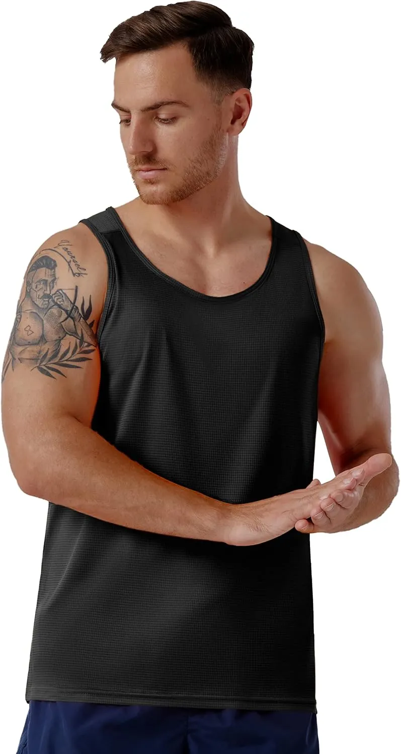 CQC Men's Sleeveless Shirts Gym Workout Running Quick Dry Tank Top Beach Swim Muscle Athletic Shirt