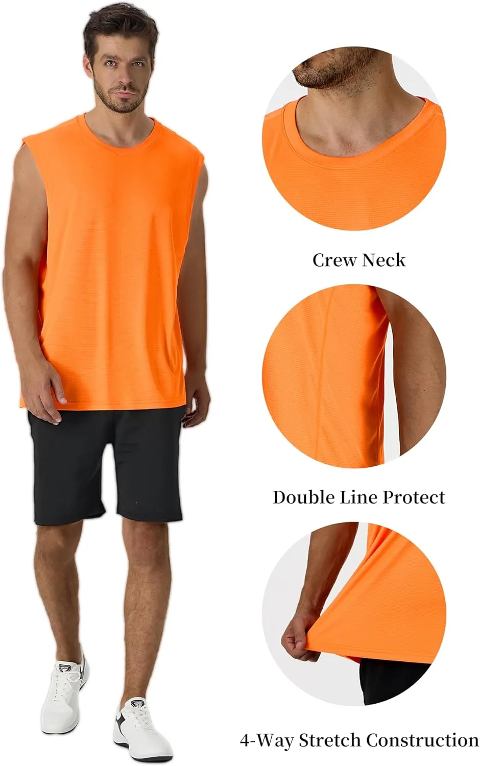 CQC Men's Sleeveless Shirts Gym Workout Running Quick Dry Tank Top Beach Swim Muscle Athletic Shirt