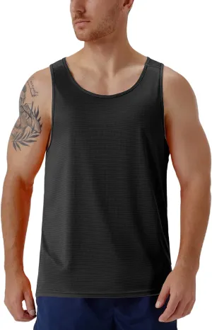 CQC Men's Sleeveless Shirts Gym Workout Running Quick Dry Tank Top Beach Swim Muscle Athletic Shirt