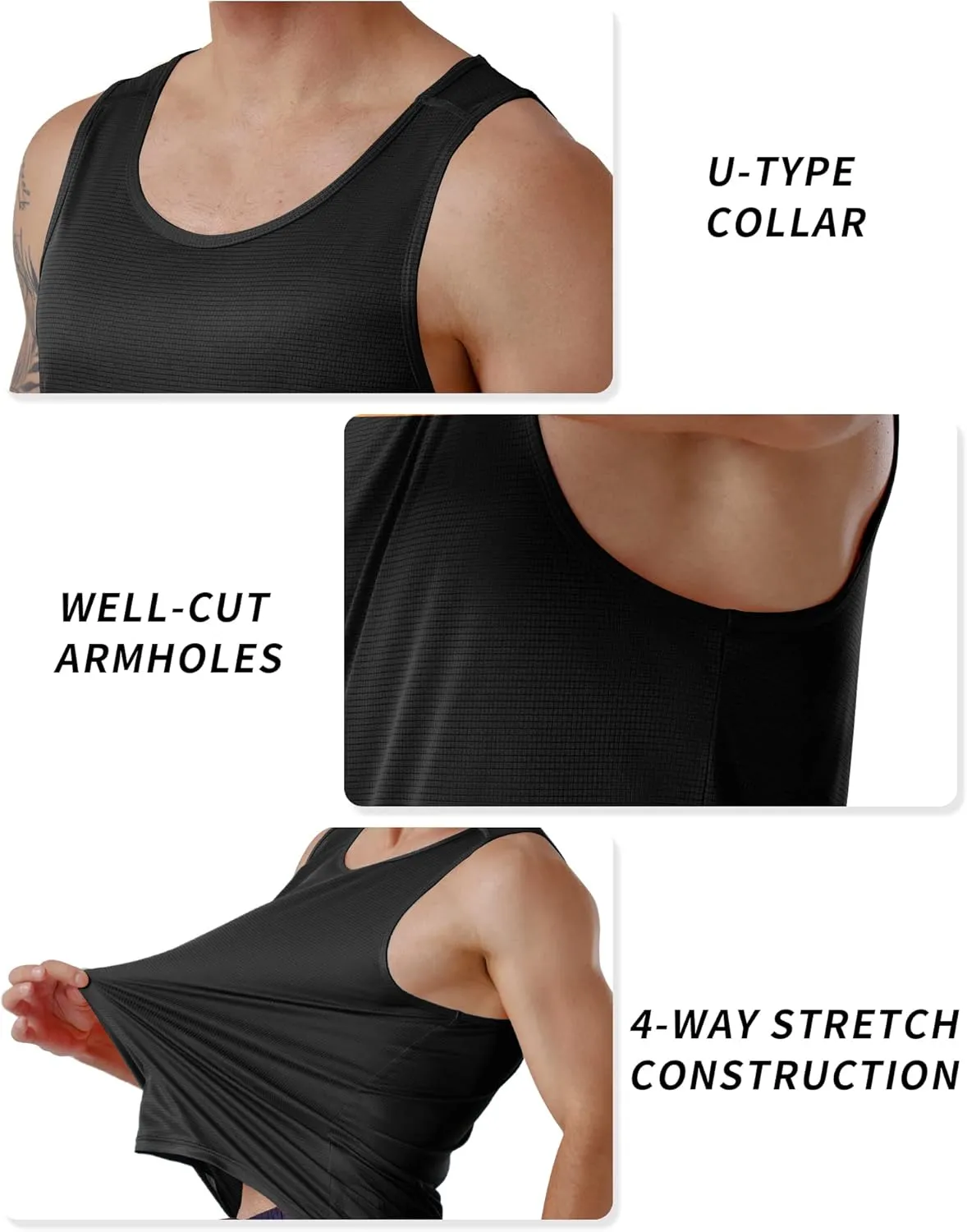CQC Men's Sleeveless Shirts Gym Workout Running Quick Dry Tank Top Beach Swim Muscle Athletic Shirt