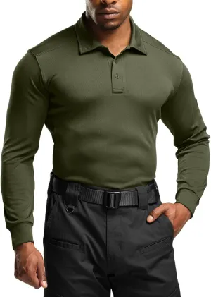CQR Men's Polo Shirt, Long Sleeve Tactical Shirts, Outdoor UPF 50  Pique Shirt, Dry Fit Lightweight Golf Shirts