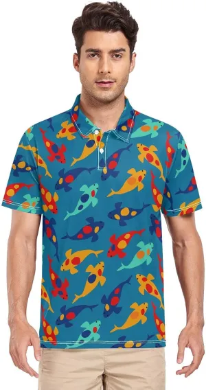 Crane Bird Cloud Men's Polo Shirts Short Sleeve Quick Dry Athletic Outdoor Sports Golf Shirts S-XXL