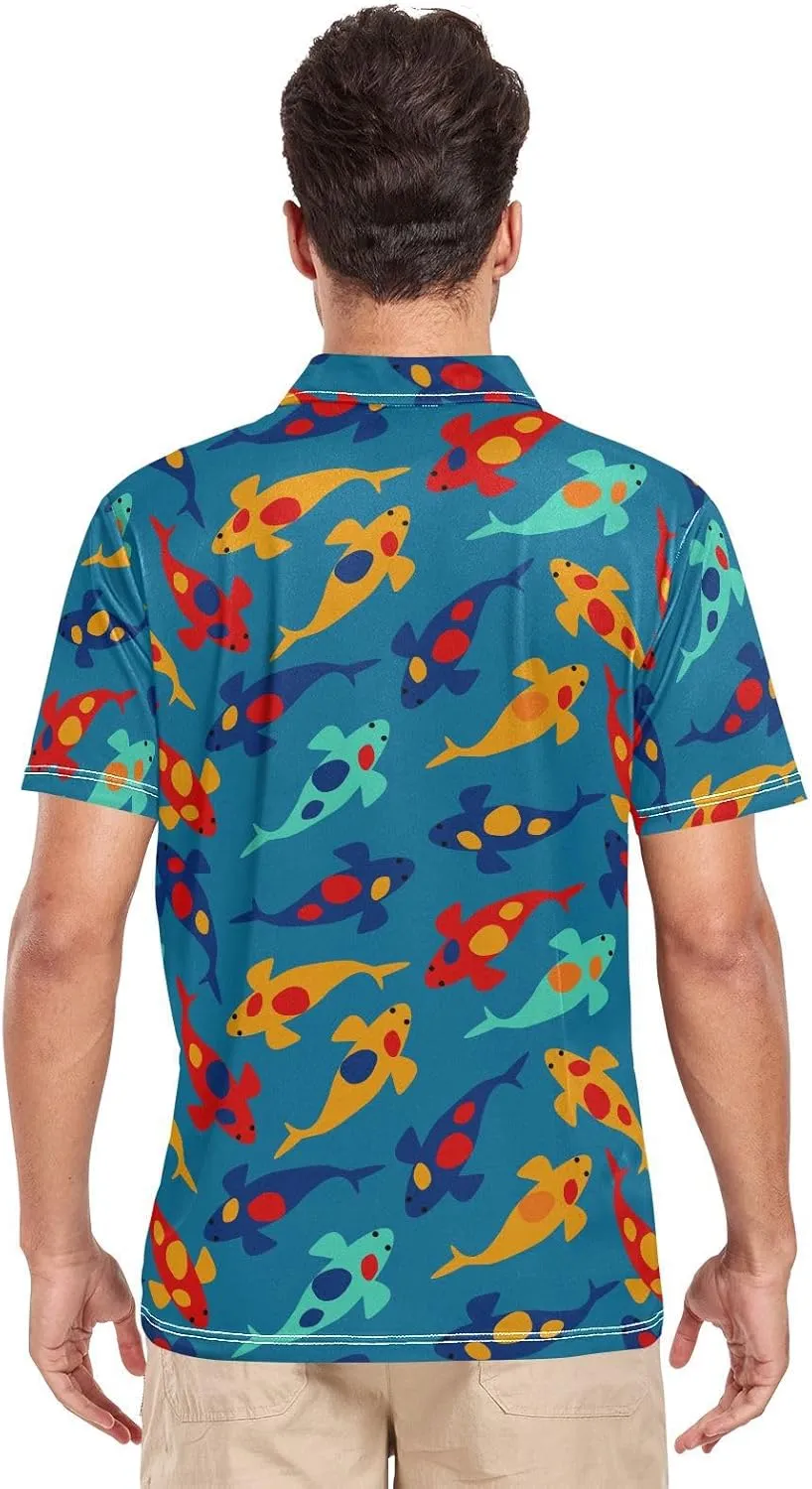 Crane Bird Cloud Men's Polo Shirts Short Sleeve Quick Dry Athletic Outdoor Sports Golf Shirts S-XXL