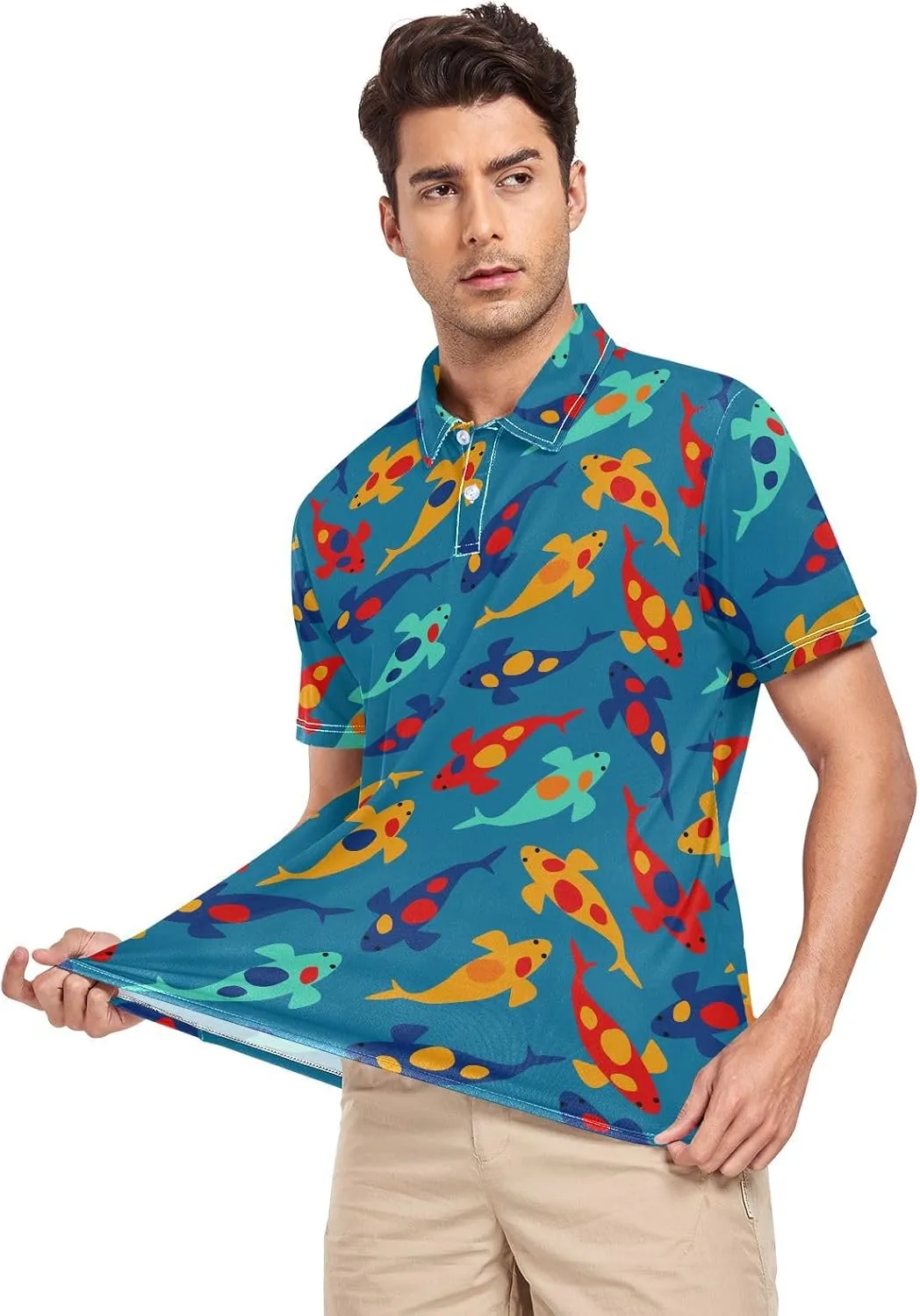Crane Bird Cloud Men's Polo Shirts Short Sleeve Quick Dry Athletic Outdoor Sports Golf Shirts S-XXL