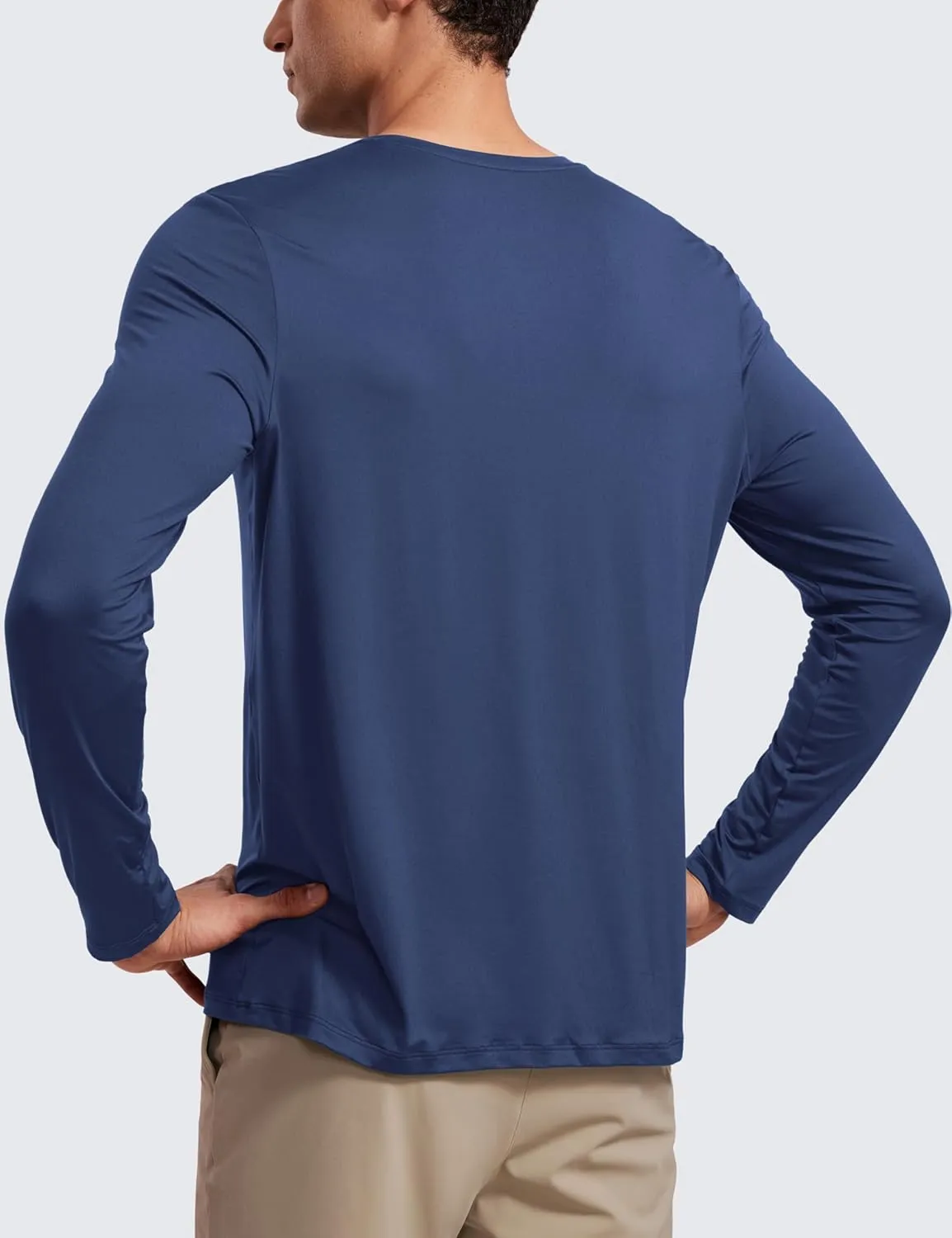 CRZ YOGA Long Sleeve Workout Shirts for Men Lightweight Athletic Gym Running Tops Breathable Casual Tee Shirts