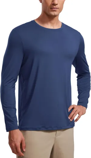 CRZ YOGA Long Sleeve Workout Shirts for Men Lightweight Athletic Gym Running Tops Breathable Casual Tee Shirts