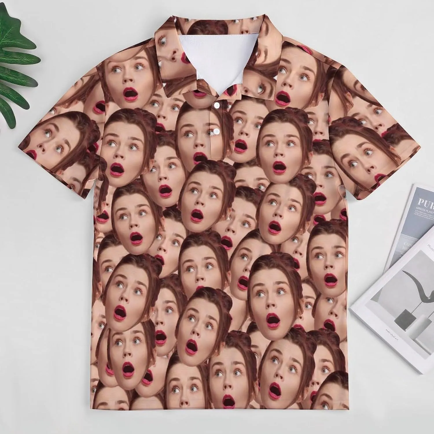 Custom Seamless Face Golf Shirts for Men Dry Fit Sleeve Golf Shirt Print Shirts Funny Golf Polo Shirts Collared Shirt