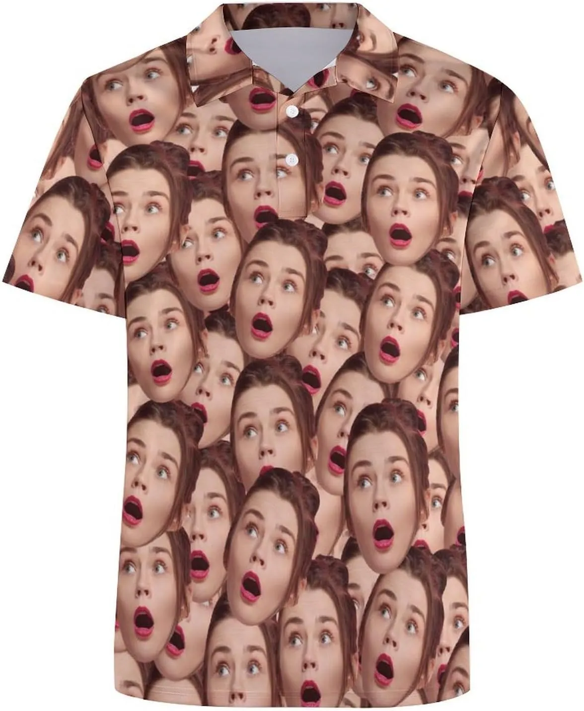 Custom Seamless Face Golf Shirts for Men Dry Fit Sleeve Golf Shirt Print Shirts Funny Golf Polo Shirts Collared Shirt