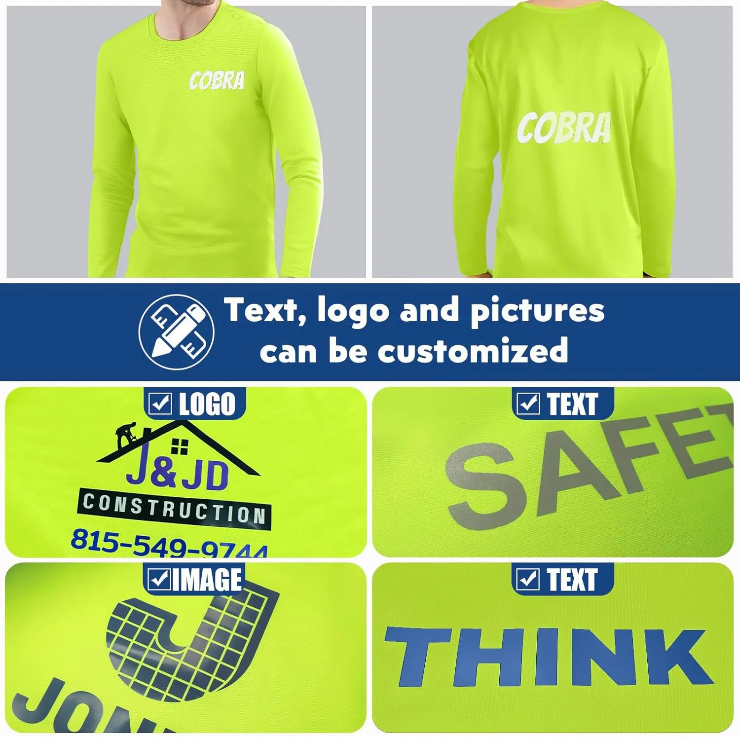 Custom Shirt for Men, Quick Dry Bird's-Eye Knit Polyester, Design Your Own Shirts, Customized T-Shirt Front & Back