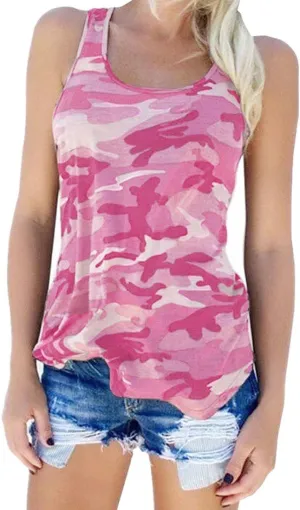 Cute Camo Tank Flowy Athletic Shirts Running Muscle Shirts Workout Gym Clothes Racerback Camo Tank Tops for Women
