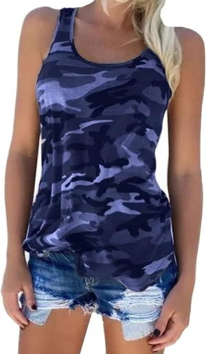 Cute Camo Tank Flowy Athletic Shirts Running Muscle Shirts Workout Gym Clothes Racerback Camo Tank Tops for Women