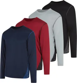 DARESAY 4-Pack: Mens Long Sleeve Tee Shirts, Long Sleeve Shirts for Men Pack of 4, Dri Fit Shirts for Men