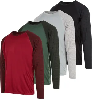 DARESAY 4-Pack: Mens Long Sleeve Tee Shirts, Long Sleeve Shirts for Men Pack of 4, Dri Fit Shirts for Men