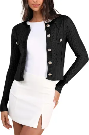 DeftSharp Women's V-Neck Knit Cardigan - Long Sleeve Button-Up Sweater Casual Formal Wear