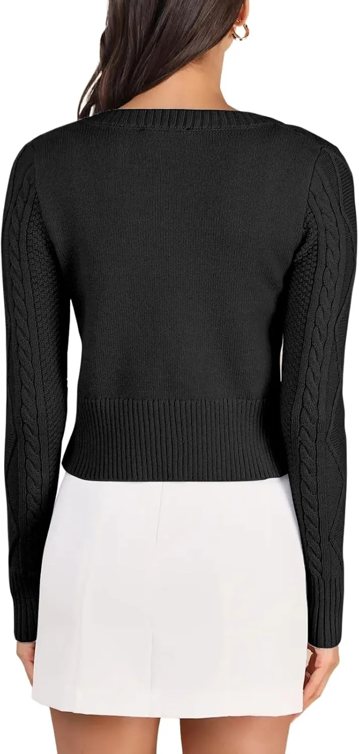 DeftSharp Women's V-Neck Knit Cardigan - Long Sleeve Button-Up Sweater Casual Formal Wear