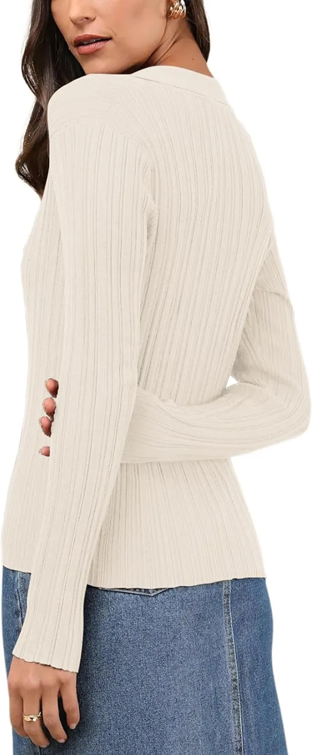 DeftSharp Women's V-Neck Knit Cardigan - Long Sleeve Button-Up Sweater Casual Formal Wear