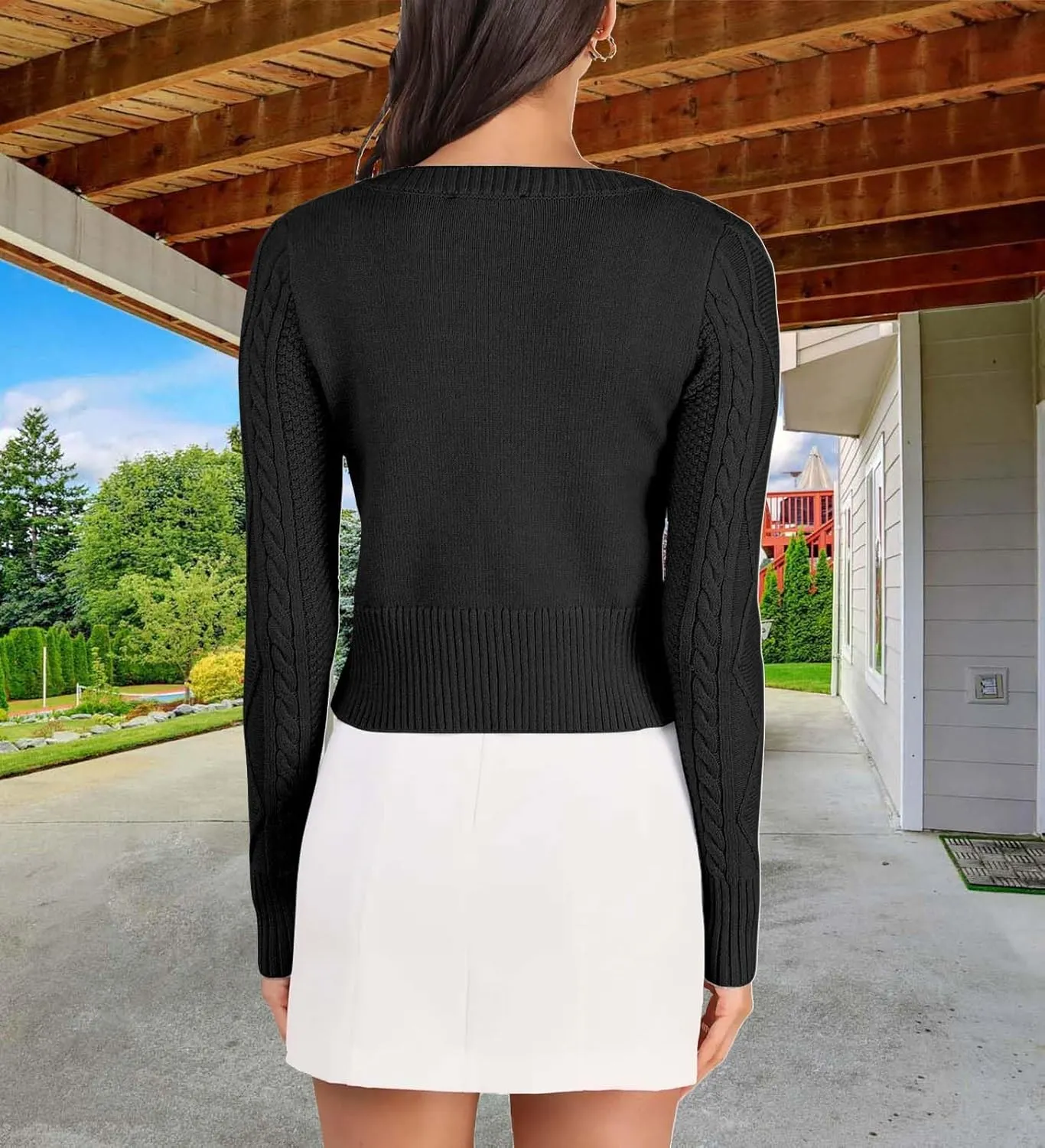DeftSharp Women's V-Neck Knit Cardigan - Long Sleeve Button-Up Sweater Casual Formal Wear