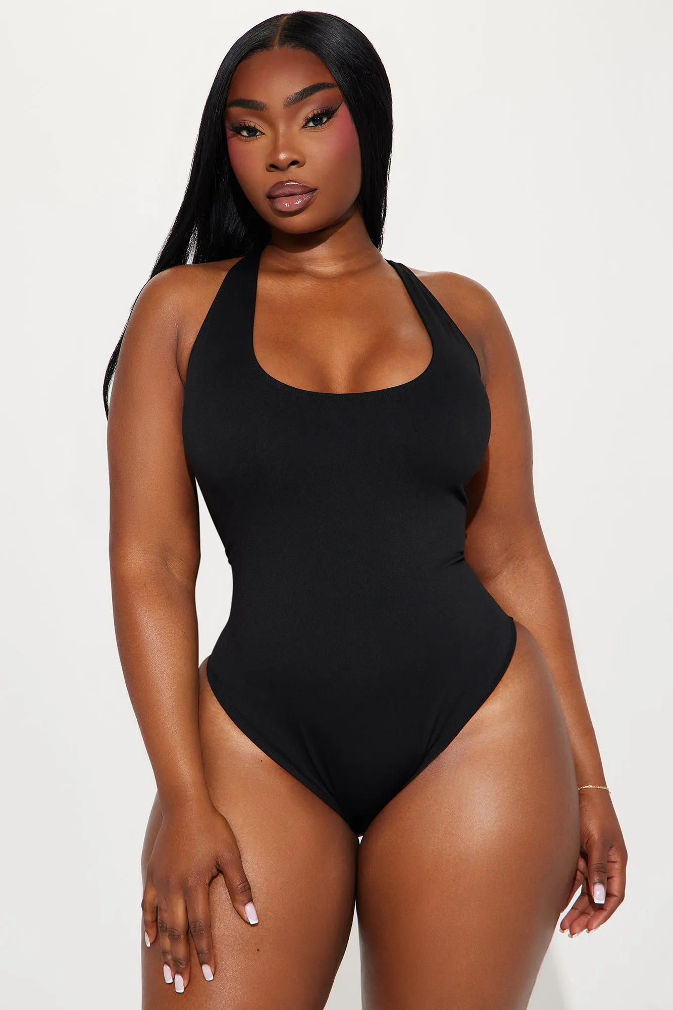 Delvina Snatched Sculpting 1 Piece Square Neck Swimsuit - Black