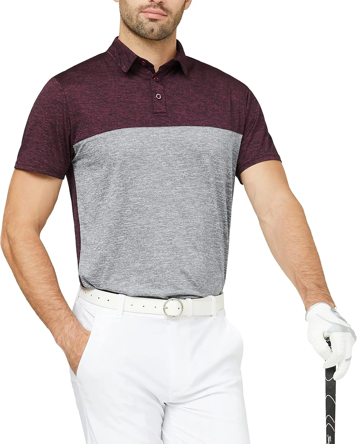 Derminpro Men's Lightweight Golf Polo Shirts Short/Long Sleeve Quick Dry Performance T-Shirts