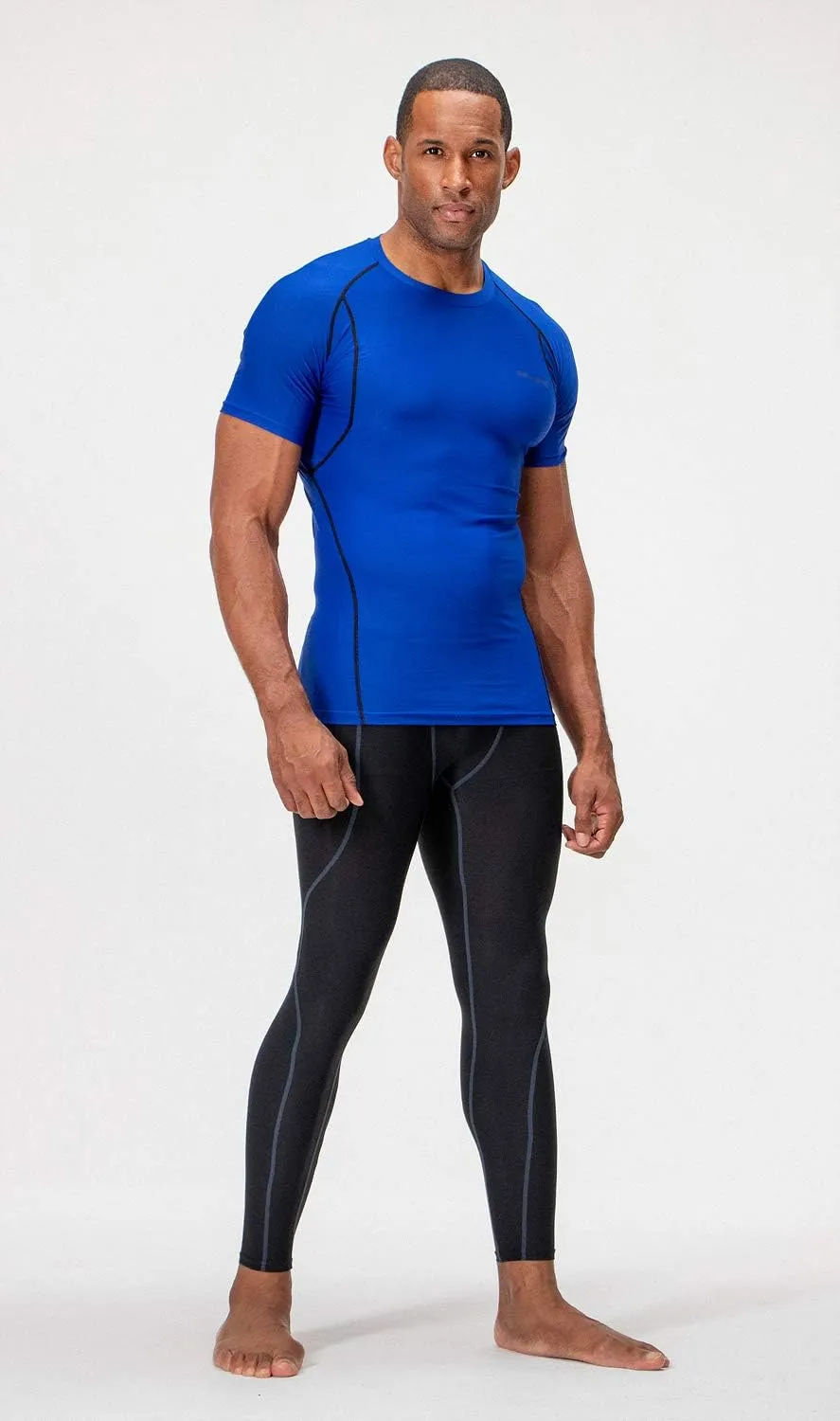 DEVOPS 3 Pack Men's Cool Dry Short Sleeve Compression Shirts, Sports Baselayer T-Shirts Tops, Athletic Workout Shirt