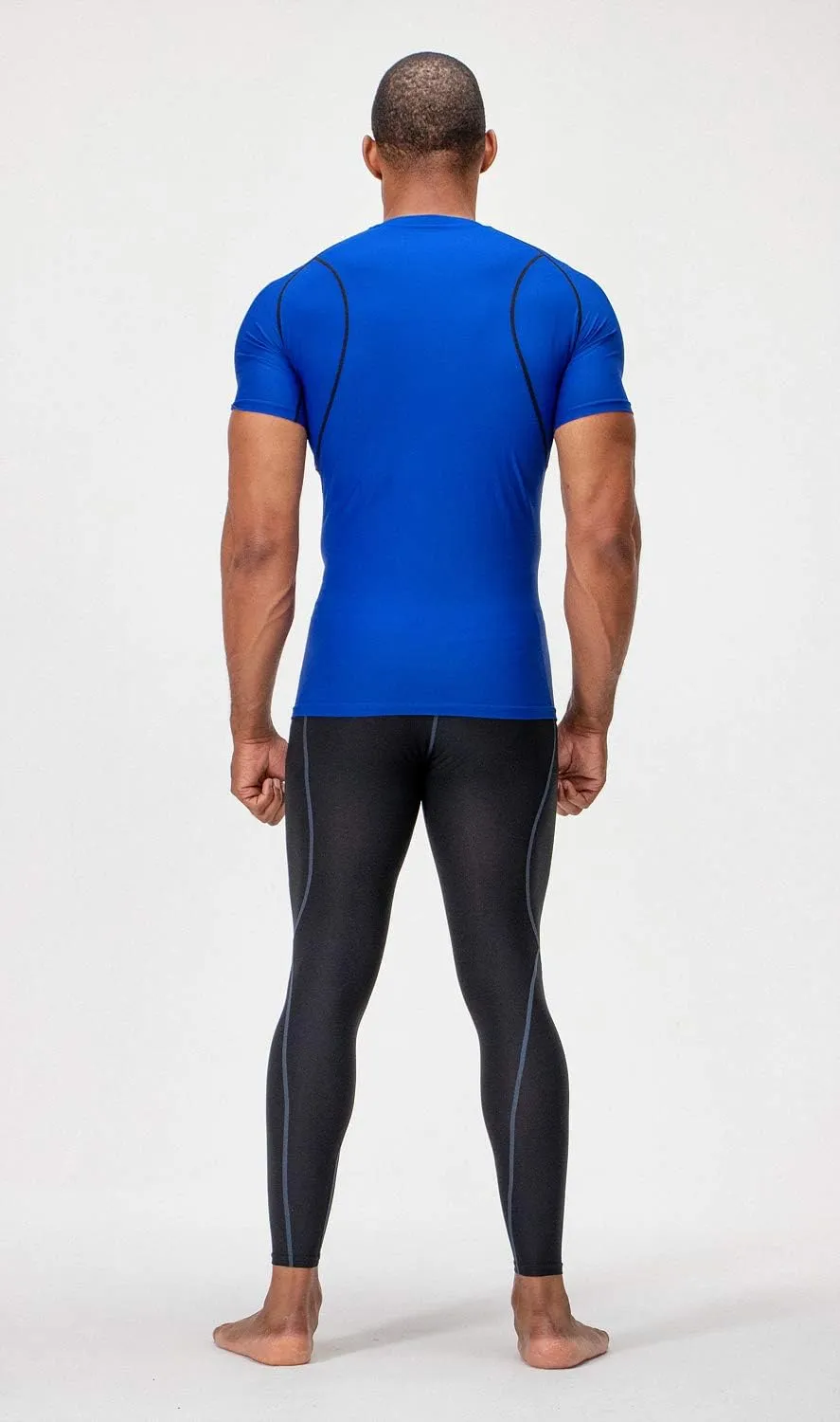 DEVOPS 3 Pack Men's Cool Dry Short Sleeve Compression Shirts, Sports Baselayer T-Shirts Tops, Athletic Workout Shirt