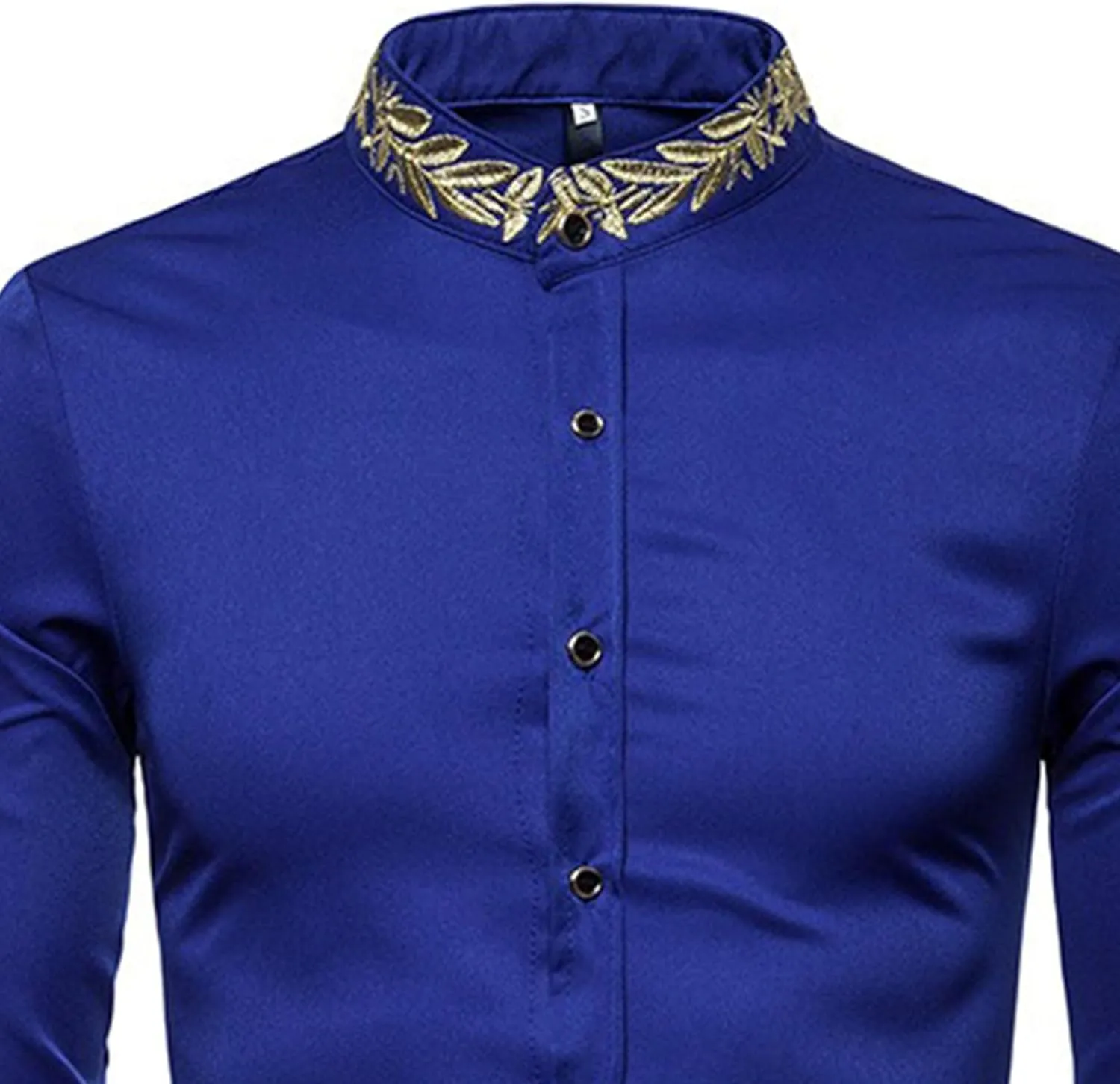 DGHM-JLMY Mens African Metallic Print Shirt Fashion Palace Embroidered Long Sleeve Shirt Slim Fit Dress Shirts