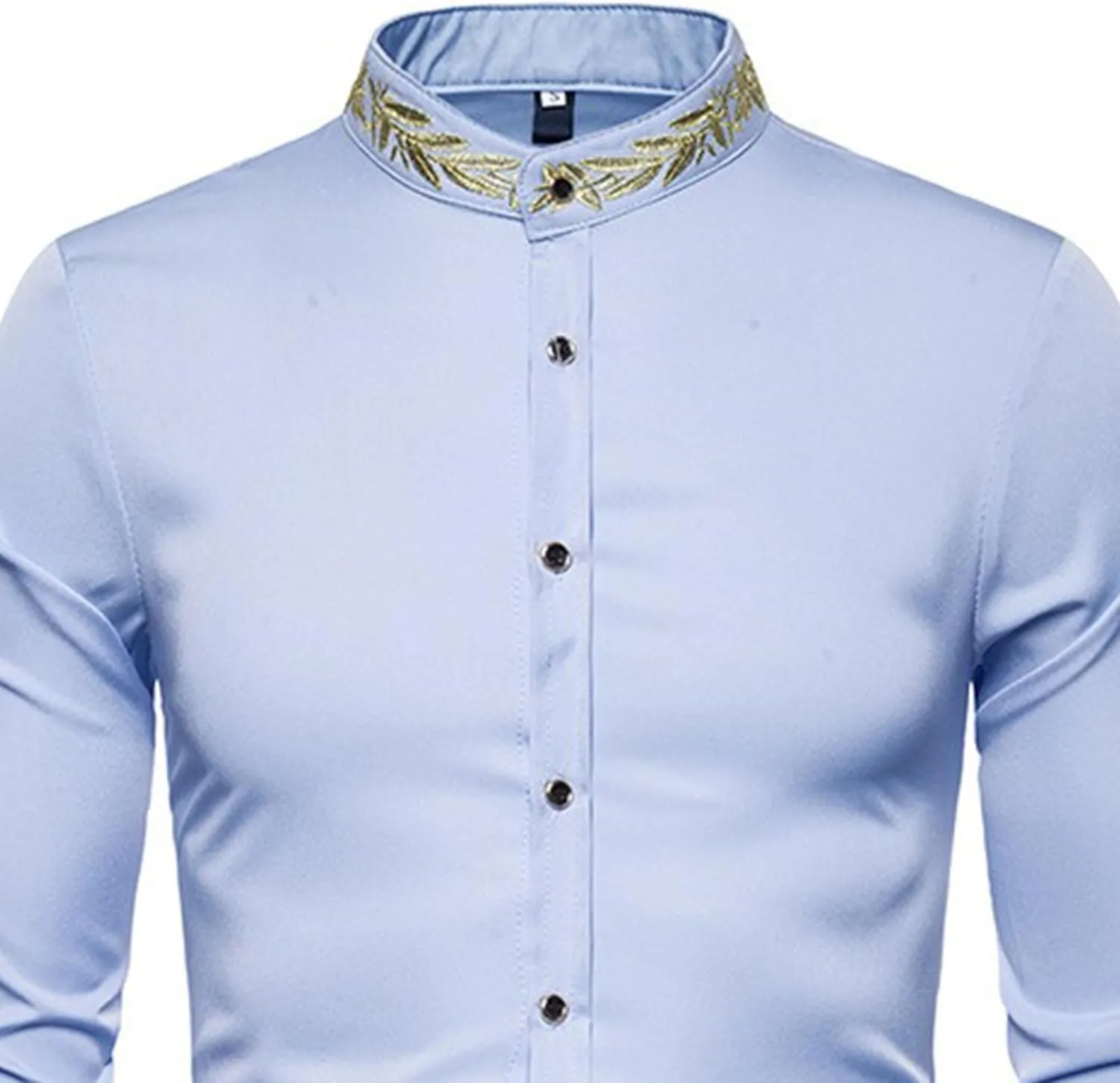 DGHM-JLMY Mens African Metallic Print Shirt Fashion Palace Embroidered Long Sleeve Shirt Slim Fit Dress Shirts